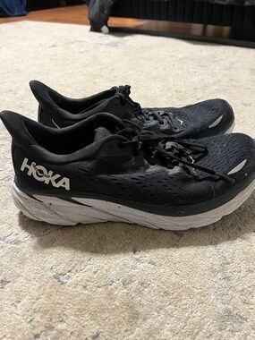 Hoka Black & White Athletic Running Sneakers